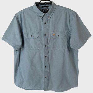 Carhartt Chambray Short-Sleeve Button-Up Shirt Blue Men's Size XXL 100% Cotton